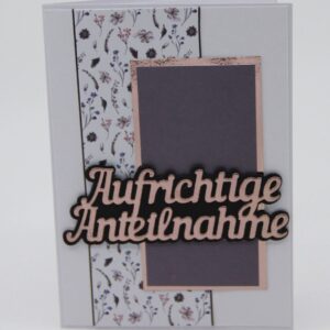 Trauerkarte "Aufrichtige Anteilnahme" rosegold