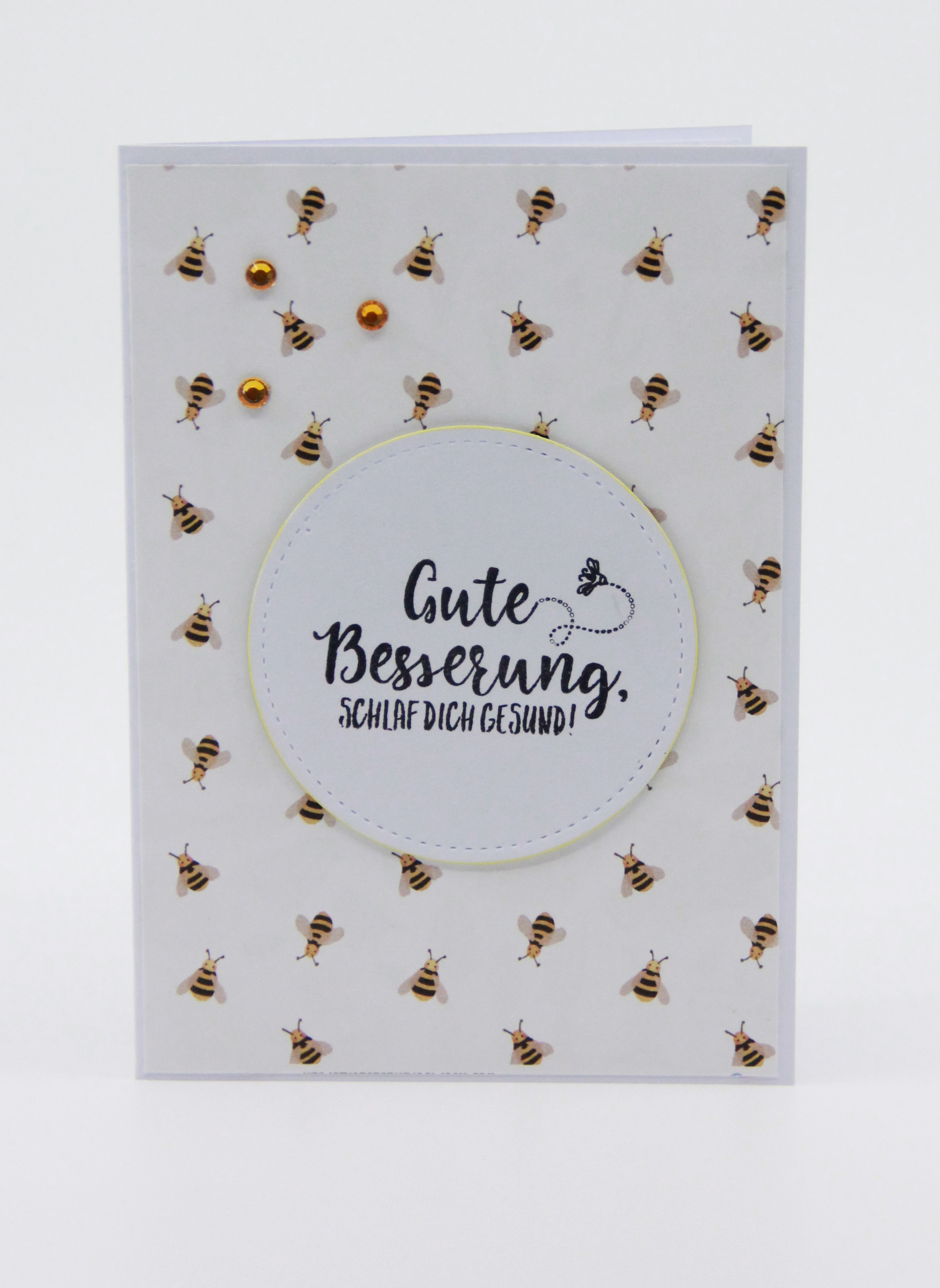 Karte "Gute Besserung" mit Bienen
