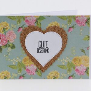 Karte "Gute Besserung" mit Korkherz