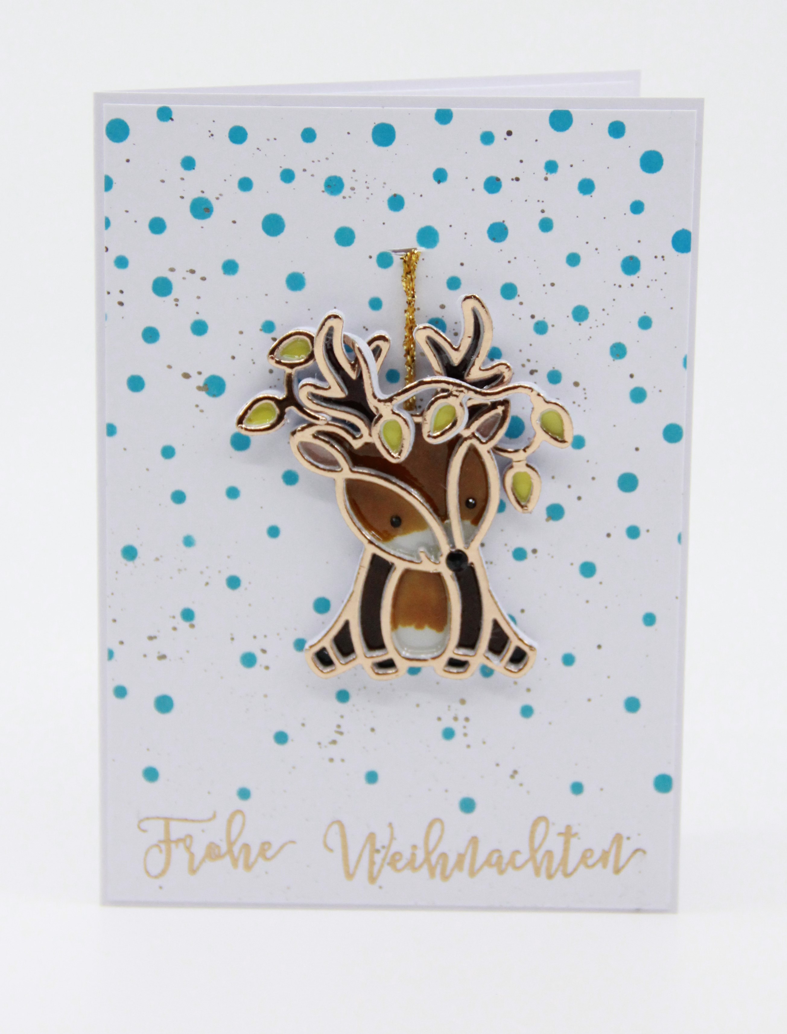 Weihnachtskarte mit Rentieranhänger zum Abnehmen