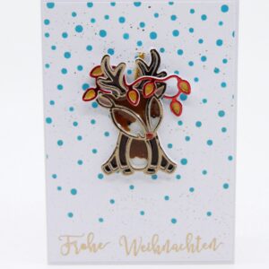 Weihnachtskarte mit Rentieranhänger
