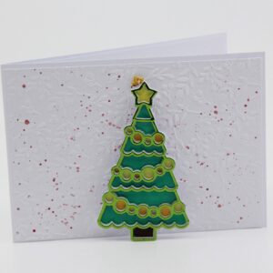 Weihnachtskarte mit Anhänger zum Abnehmen und geprägtem Hintergrund