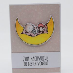 Babykarte "zum Nachwuchs die besten Wünsche" rosa