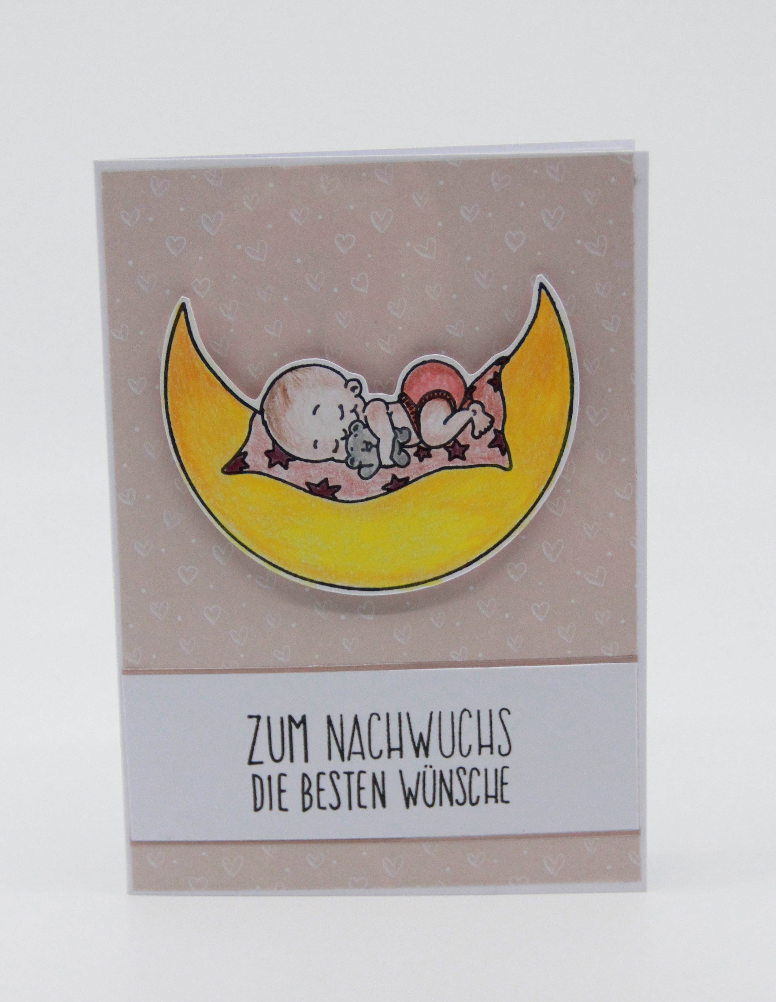 Babykarte "zum Nachwuchs die besten Wünsche" rosa