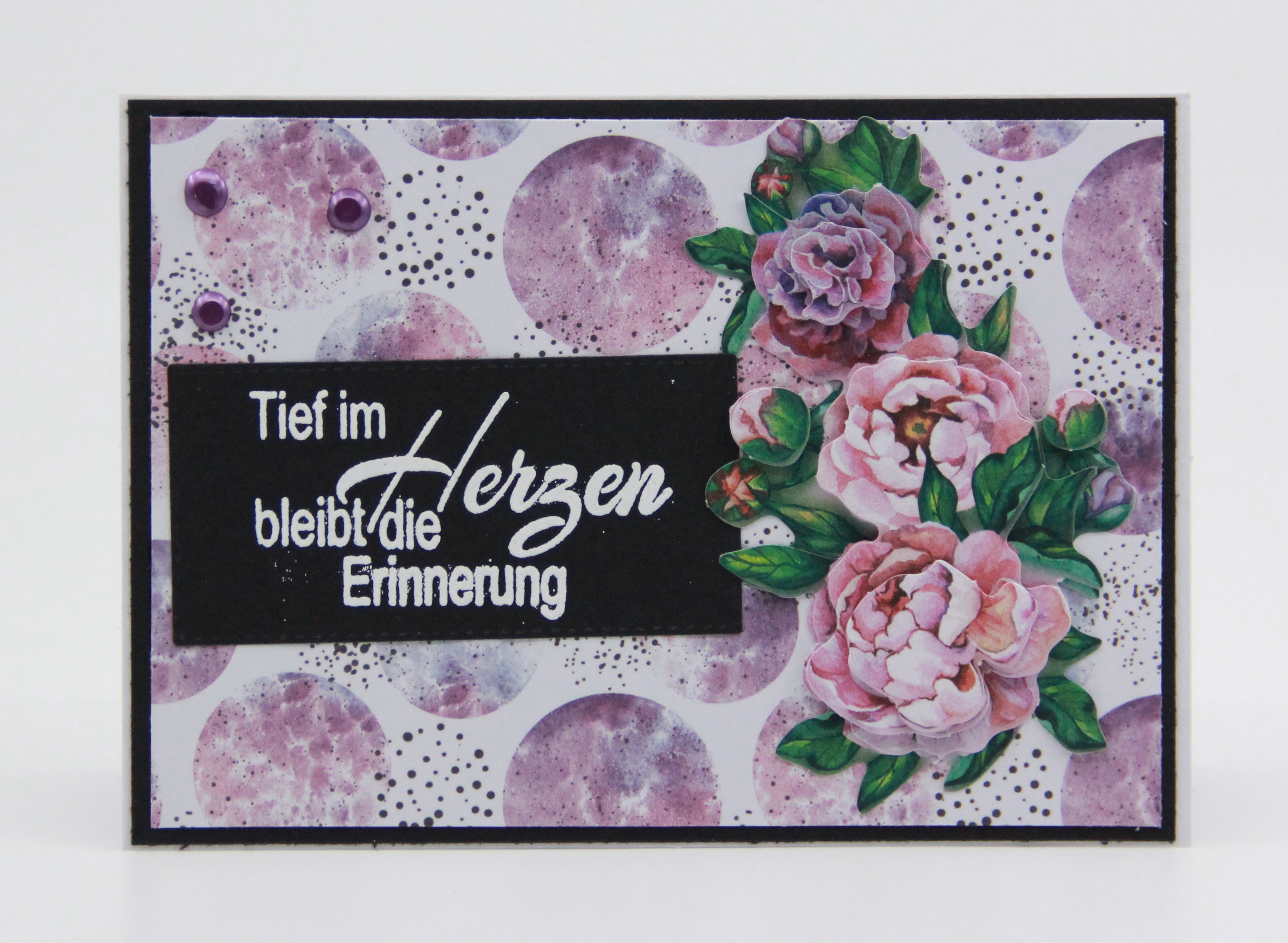 Trauerkarte violette Rosen