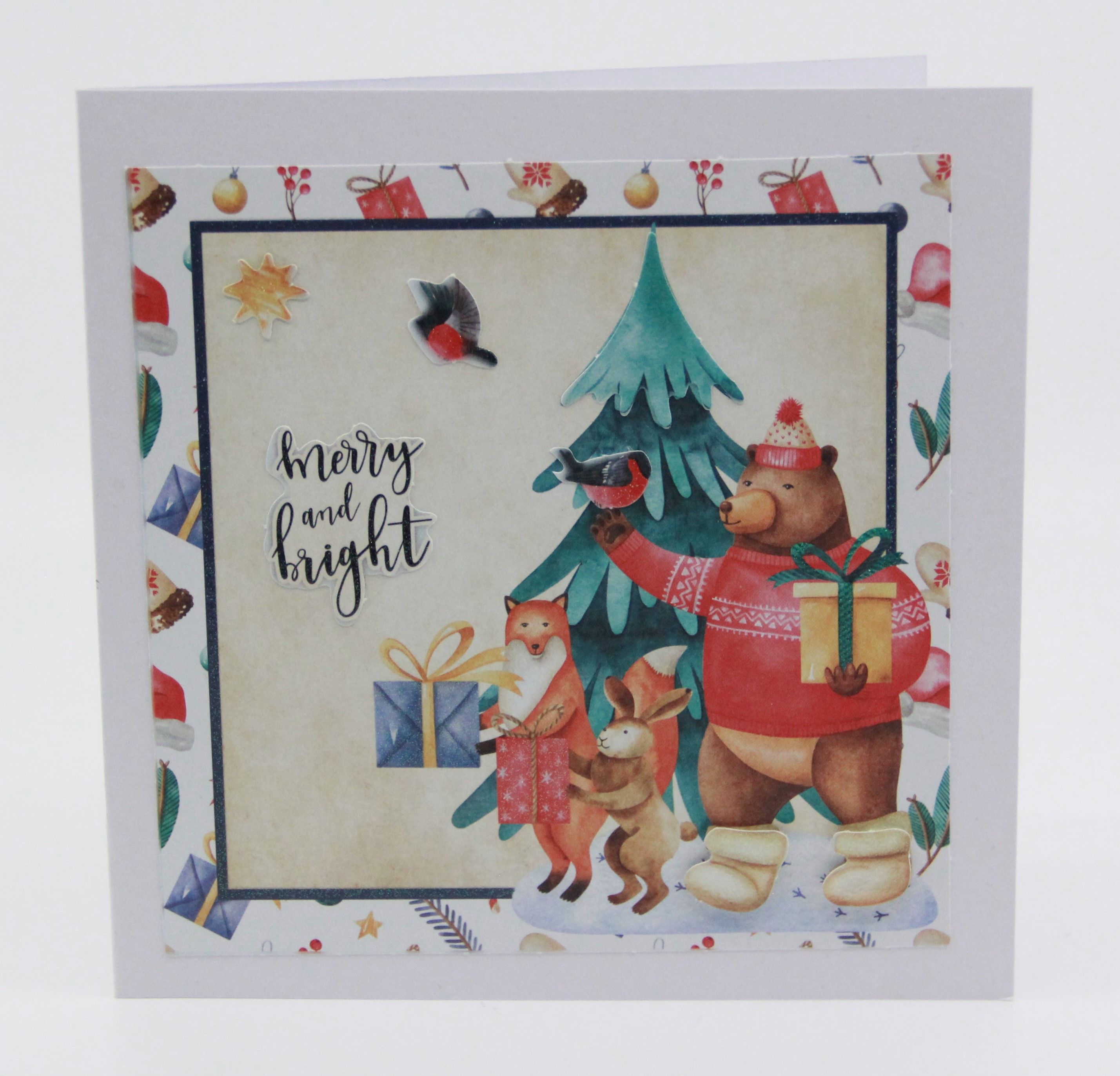 Weihnachtskarte "Merry and bright"