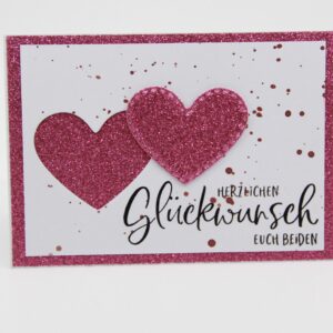 Hochzeitskarte Pink-Glitzer