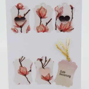 Karte "Gute Besserung" mit Tags und Blumen