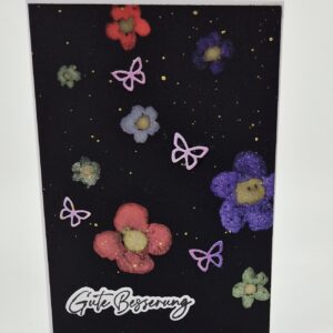 Karte "Gute Besserung" glitzernde Aquarellblumen