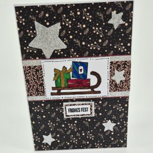 Weihnachtskarte Schlitten