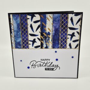 Quadratische Geburtstagskarte mit Streifen blau