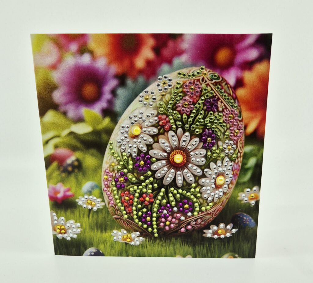 Osterkarte DiamantPainting "Blumiges Osterei"